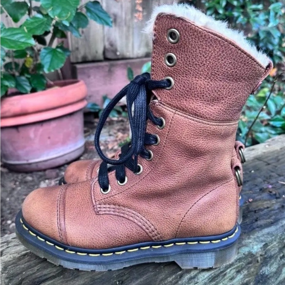 Dr. Martens Tan Winter Boots with Fur Lining